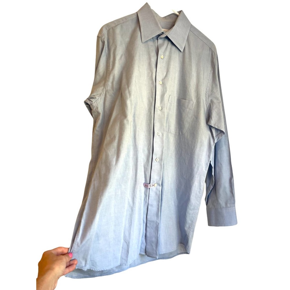 Mazzoni Light Blue Dress Shirt 16 34/45 Made in Italy 100% Cotton - Picture 7 of 10